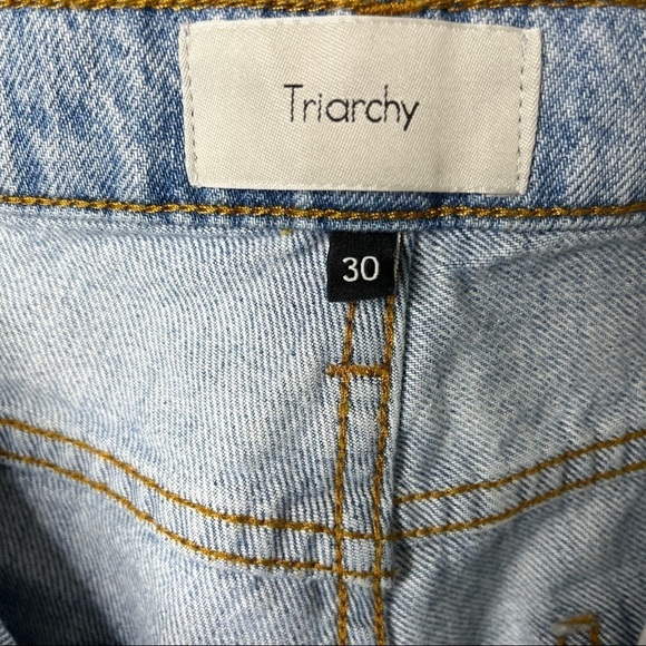 Triarchy Women’s Jeans Distressed Destructed Raw Hem Light Wash Denim Size 30 - Picture 9 of 12